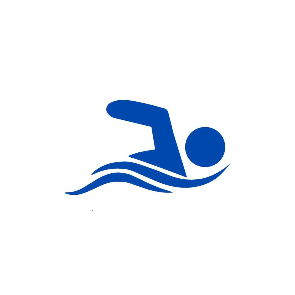 Icon of a swimmer in action, highlighting confidence-building through swimming practice.